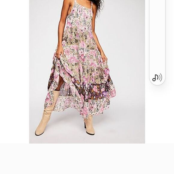 SPELL DAISY TIERED Floral Maxi Dress in Pink and Purple SMALL - Picture 4 of 4